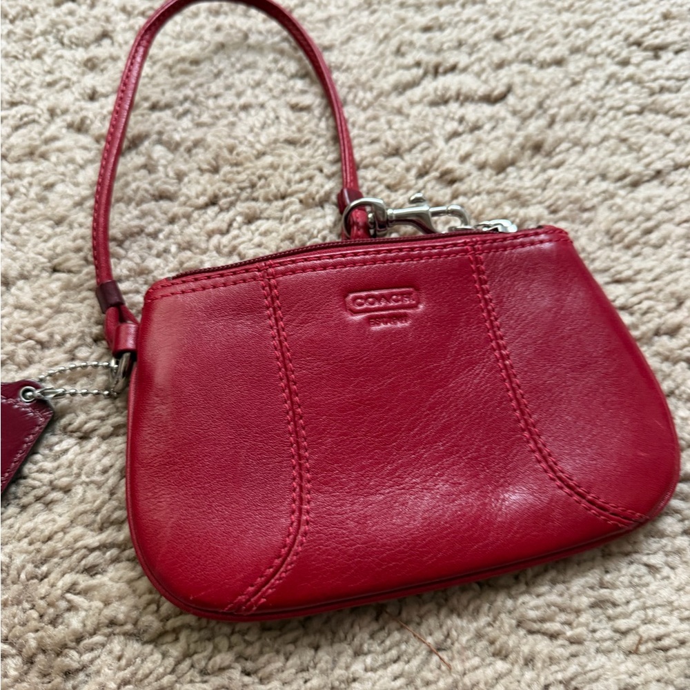 Coach Cherry Red Leather Wristlet